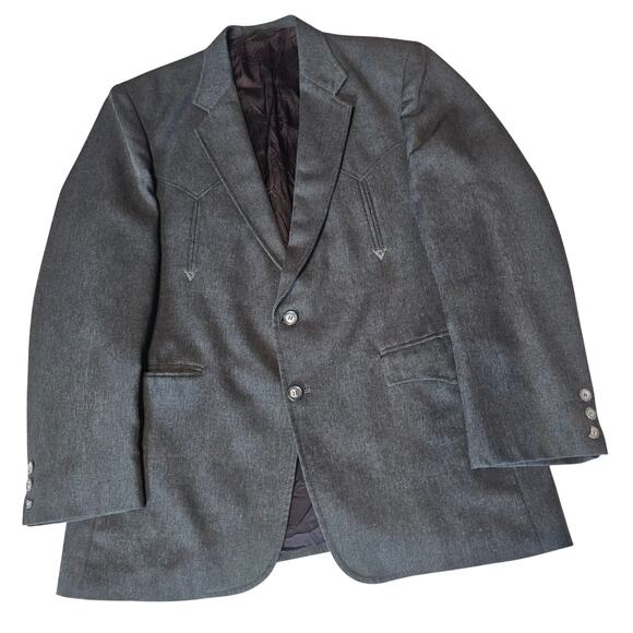 CIRCLE S Gray Lambswool Gray Western Sports Coat Jacket Blazer Men's 42R 3619 - Picture 1 of 6